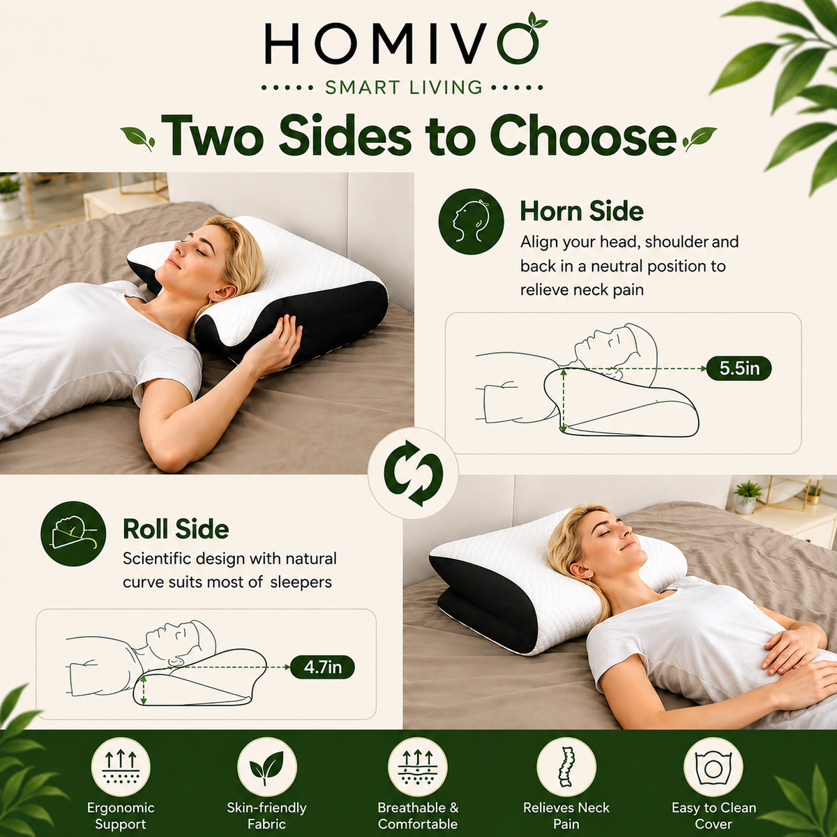HOMIVO™ Neck Pain Relief Memory Foam Pillow