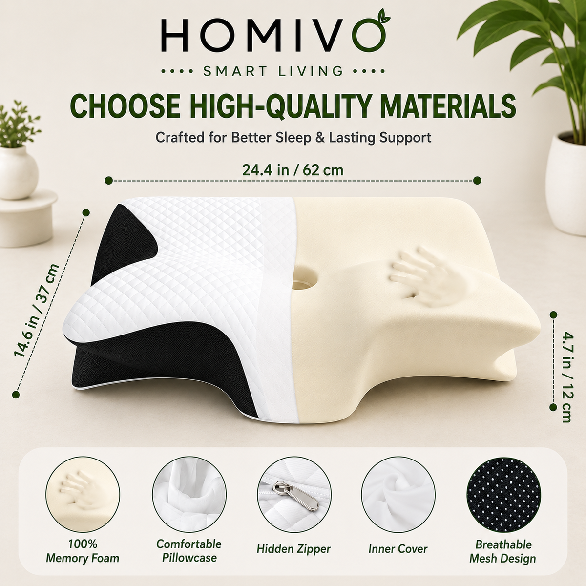 HOMIVO™ Neck Pain Relief Memory Foam Pillow