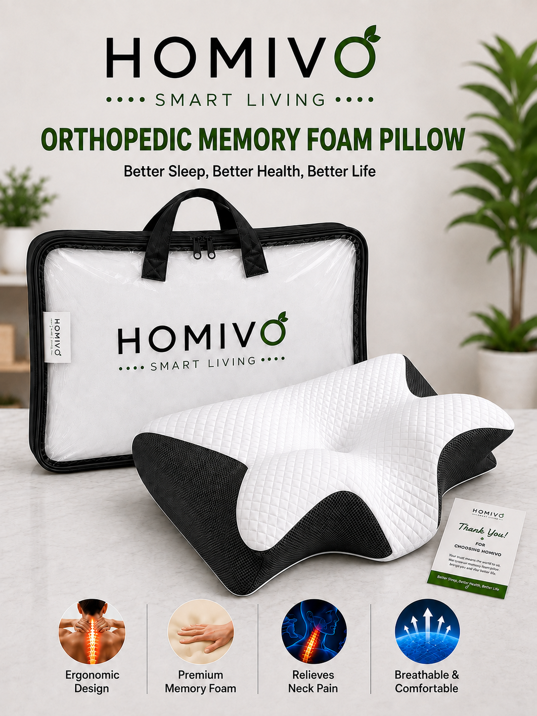 HOMIVO™ Neck Pain Relief Memory Foam Pillow